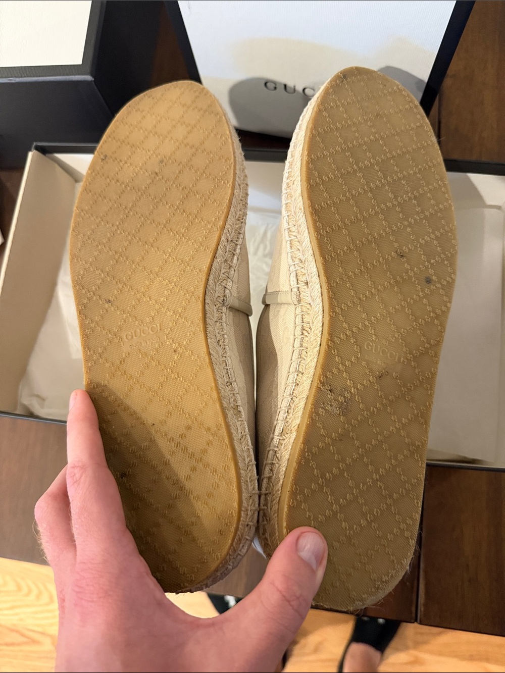 Gucci Beige GG Canvas Slip-On Espadrilles - Picture 3 of 6